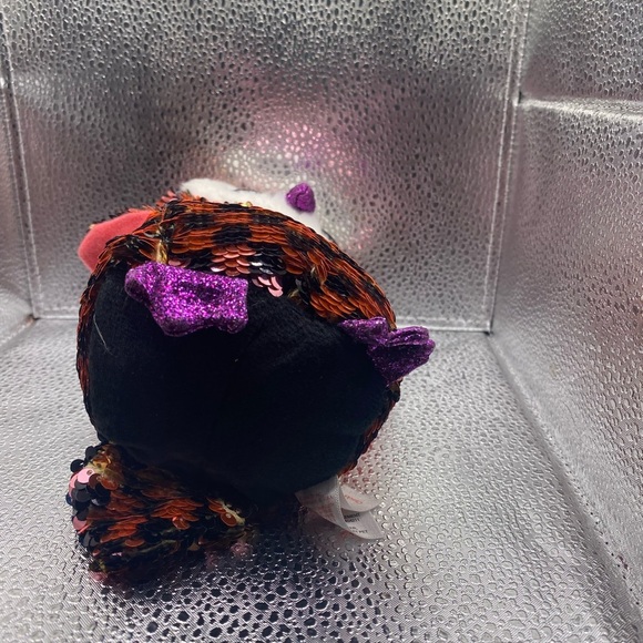 Ty Sequin Owl Plush in Purple and Orange - Picture 6 of 8